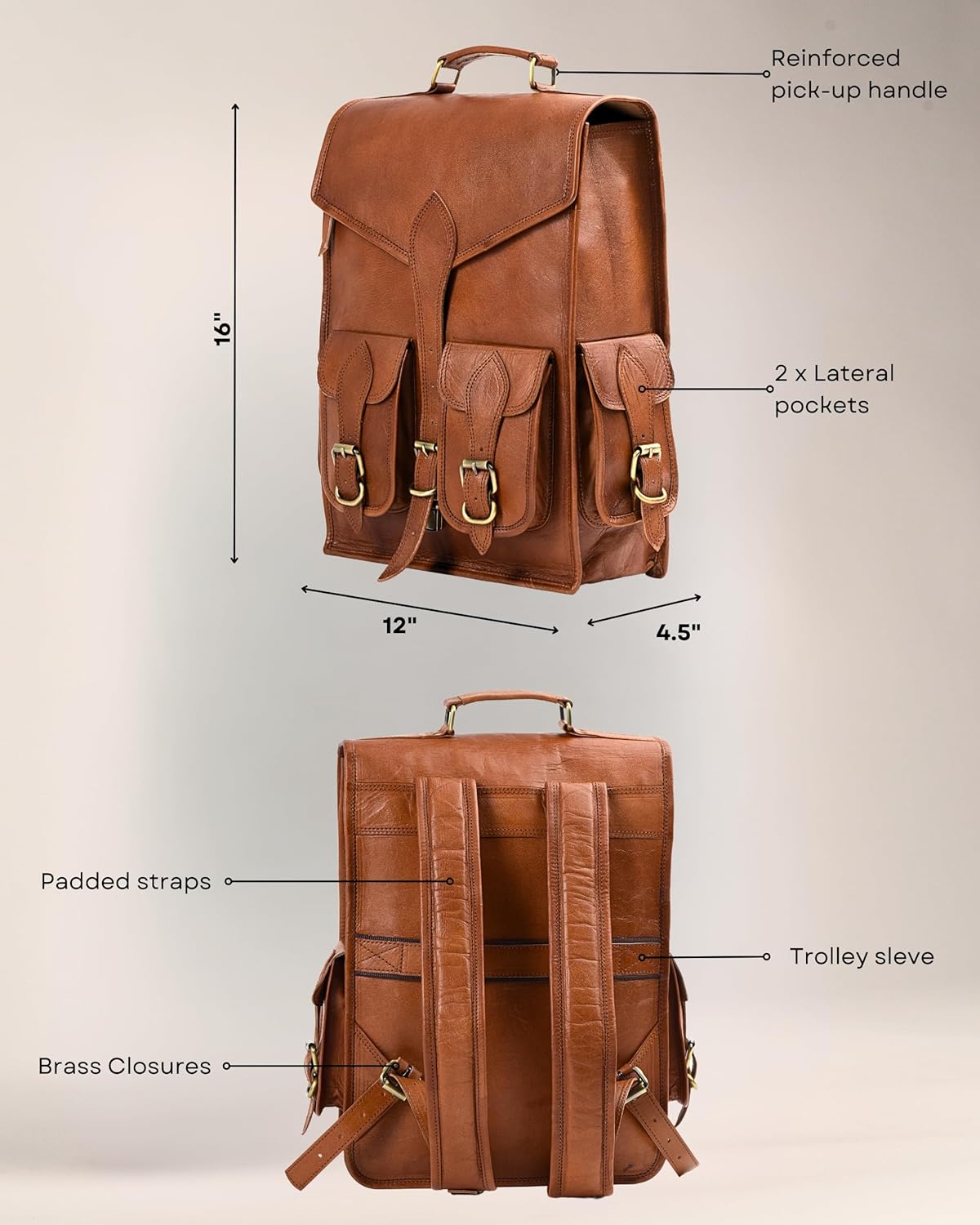 Vintage Leather Backpack Rucksack